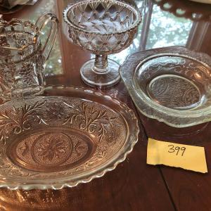 Photo of Lot of Assorted Vintage Pressed and Etched Glassware