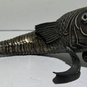 Photo of Antique Scarce Large 10.5" Long Flexible Articulated Mixed Metals Fish Decor in 