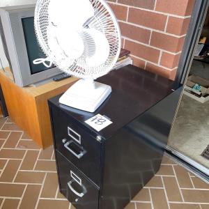 Photo of P8-Small 2 drawer filing cabinet and fan