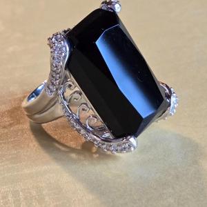 Photo of Large Black Agate & Sterling Silver Ring