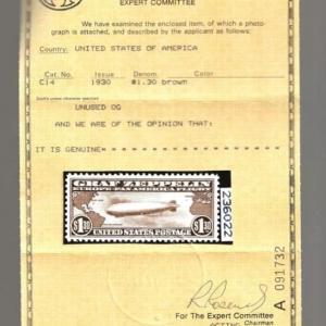 Photo of US STAMPS #C14 $1.30 Mint - 1930 Graf Zeppelin MNHOG cv $625