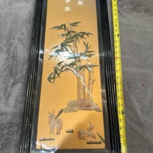 Photo of Lot of 2 Japanese framed 30x10x3 stone art Jade included