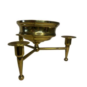 Photo of Vintage Brass Incense & Taper Candle Holder Footed Tripod Stand