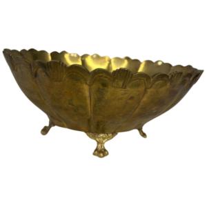 Photo of Vintage Scalloped Brass Compote Bowl with Lion Paws Footers