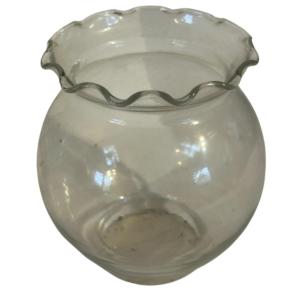 Photo of MCM Scalloped Edge Clear Glass Round Fish Bowl Flower Vase