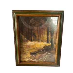 Photo of Vintage Oil Landscape Painting in Original Frame