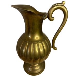 Photo of Vintage Mid-Century Tall Solid Brass Pitcher with Beautiful Detail