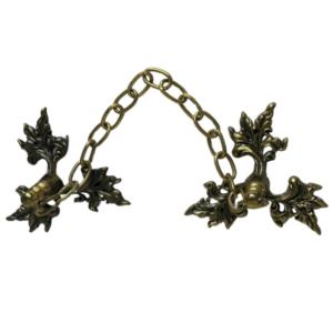 Photo of Vintage Ornate Brass Chain Link Drawer Pull with Two Solid Brass Anchors
