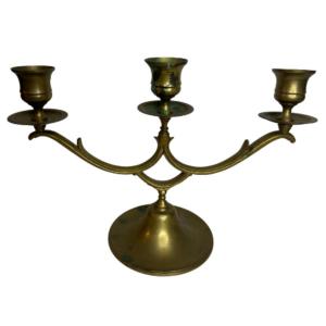 Photo of Vintage Solid Brass Candelabra with Three Taper Candle Holders