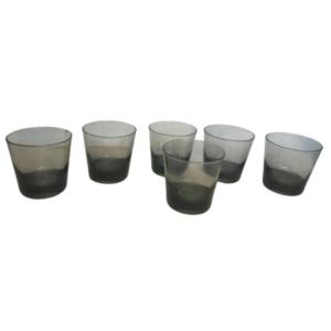Photo of Vintage Libbey Smoky Gray Low-Ball Tumblers - Set of 6