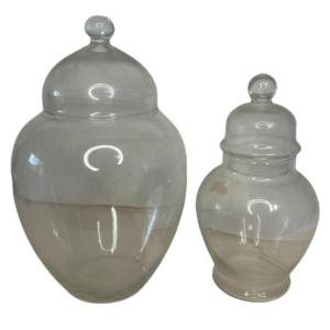 Photo of Vintage Transparent Clear Glass Apothecary Jars – Set of 2