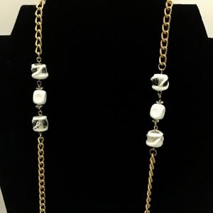 Photo of Gorgeous Vintage Milk Glass,Glass,Crystal Flapper Style Necklace