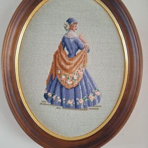 Photo of Cross stitch Lady in oval frame