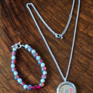 Photo of Red Glass Bead Bracelet & Blessed Teacher Necklace