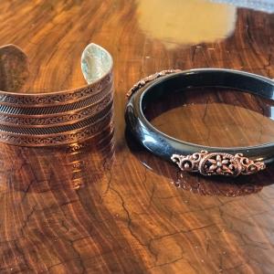 Photo of Copper Cuff and Black Bangle with Copper Bracelets