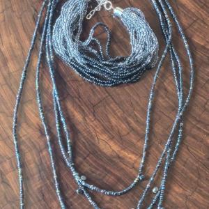 Photo of Multi-strand Black Beaded Necklace and Bracelet