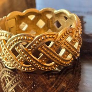 Photo of Hinged Gold Tone Woven Bracelet