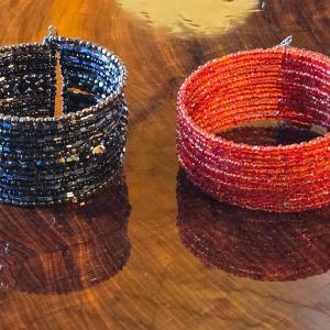 Photo of Black & Red Beaded Cuff Bracelets