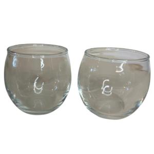 Photo of Vintage c. 1960s Pair of Clear “Roly-Poly” Cocktail Glasses