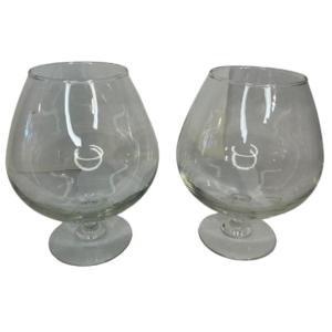 Photo of Vintage c. 1960s PAIR of Glass Brandy Snifters with Footed Bases