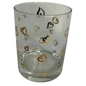 Photo of Hearts Clear High Ball Cocktail Glass with Gold Metallic Hearts