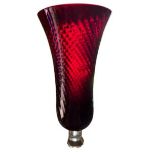 Photo of Vintage Mid-Century Hand-Blown Ruby Swirled Champagne Flute
