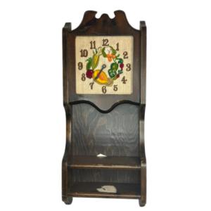Photo of Vintage Mid-Century Walnut Clock with Two Shelves