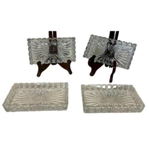 Photo of Vintage Set of 4 – Diamond Patten Crystal Pressed Serving Dishes