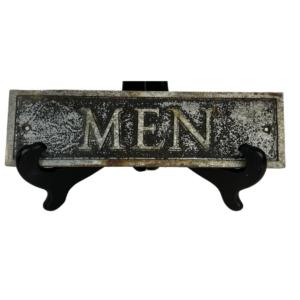 Photo of Vintage Cast Iron “MEN” Sign Hangs Flush to the Wall