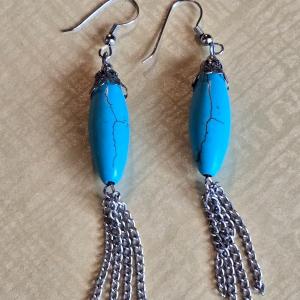 Photo of Turquoise & Silver Fringe Earrings