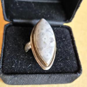 Photo of Sterling Silver & White Agate Ring