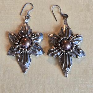 Photo of Beautiful Silver & Copper Flower Earrings