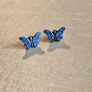 Photo of Sterling & Inlay Turquoise Butterfly Earrings