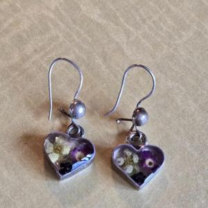 Photo of Sterling Silver and Tiny Encased Flower Earrings
