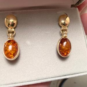 Photo of 14k Gold Amber Earrings
