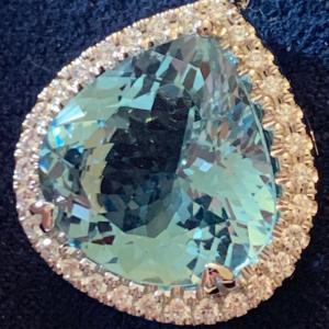 Photo of 18k Blue Topaz Pendant & Diamonds / Necklace