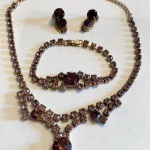 Photo of Vintage Rhinestone Matching Necklace Bracelet & Earrings