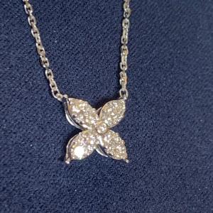 Photo of 14k White Gold & Diamonds Floral Necklace