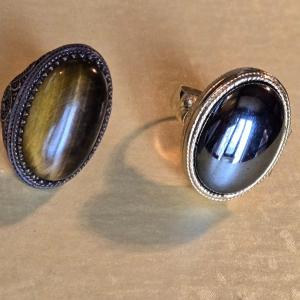 Photo of Silver Tone Tiger's Eye and Malachite Rings