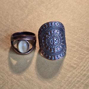 Photo of (2) Copper Rings - Cat's Eye Stone