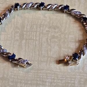 Photo of Gold over Sterling Sapphire Tennis Bracelet