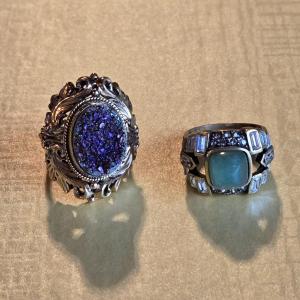 Photo of (1) HEIDI DAUS Jade Ring and (1) Druzy Stone Ring