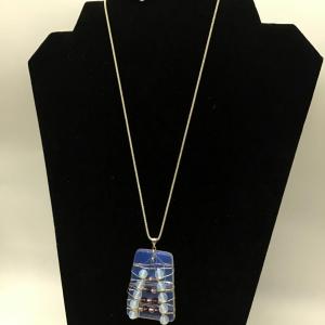 Photo of Large Opalite Stone 925 Wire Wrapped Necklace - Sterling Silver Chain