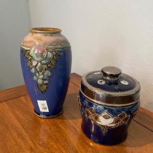 Photo of Pottery vase and lidded container
