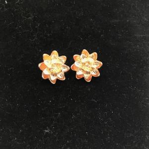 Photo of 2 pcs / 1 pair rose gold lotus blossom flower stud earrings, earrings for brides