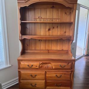 Photo of Dixie wood dresser with lighted hutch