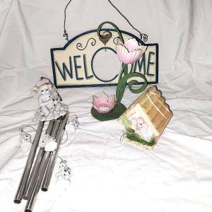Photo of METAL TULIP-BIRDHOUSE-ANGEL CHIMES AND WECOME SIGN