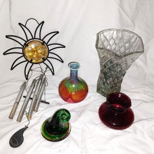 Photo of SUN WINDCHIME AND GLASS VASES