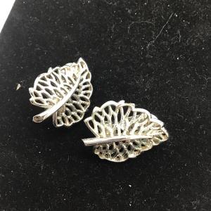 Photo of Monet signed leaf clip on earrings