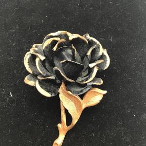Photo of Black and bronze vintage rose brooch